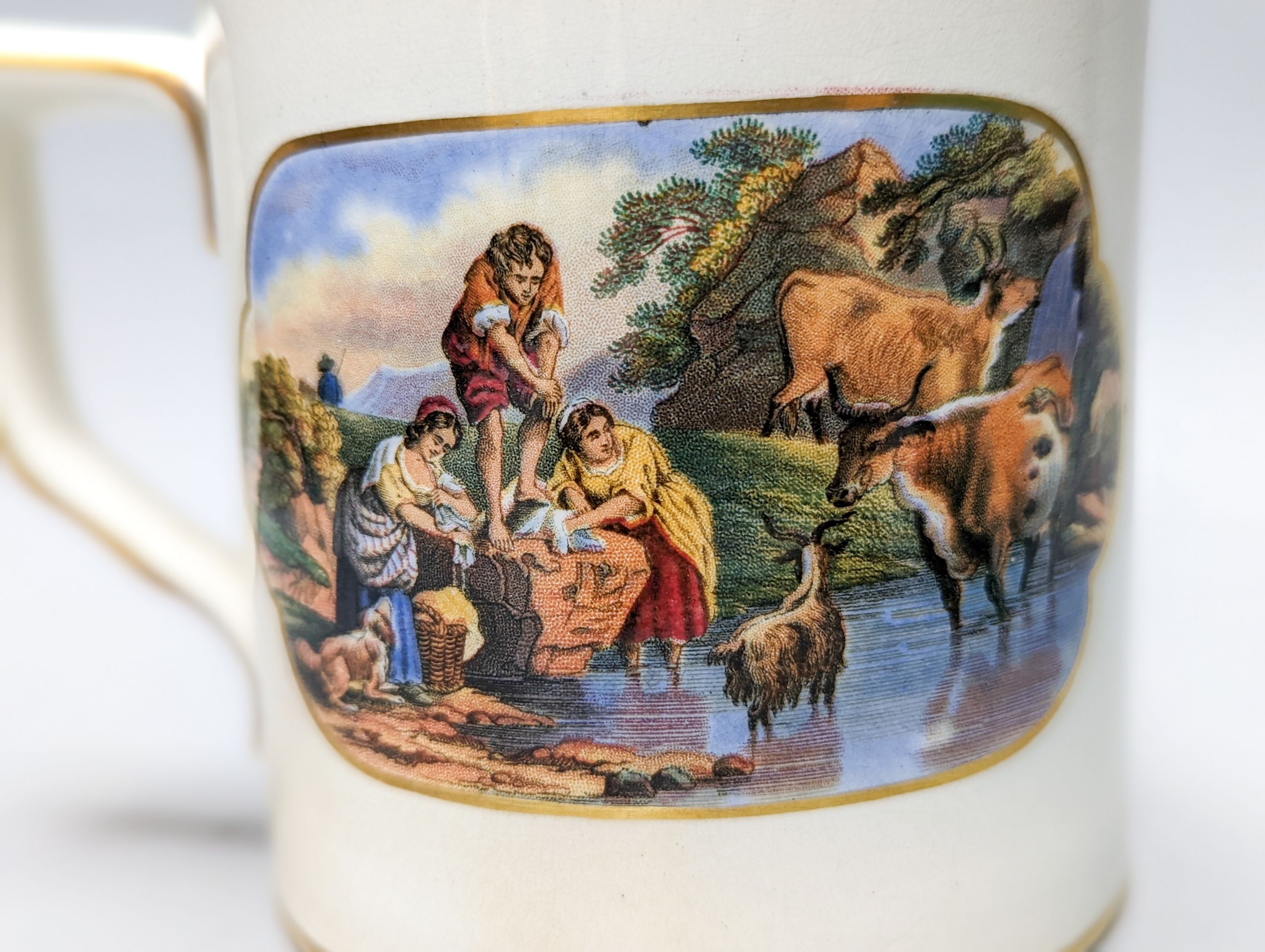 Two Victorian F &R Pratt ware mugs 11cm
